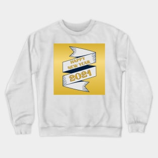 happy new year 2021 holiday retro vintage theme blue gold yellow banner pattern Crewneck Sweatshirt